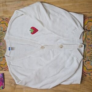 Cream Cardigan with strawberry